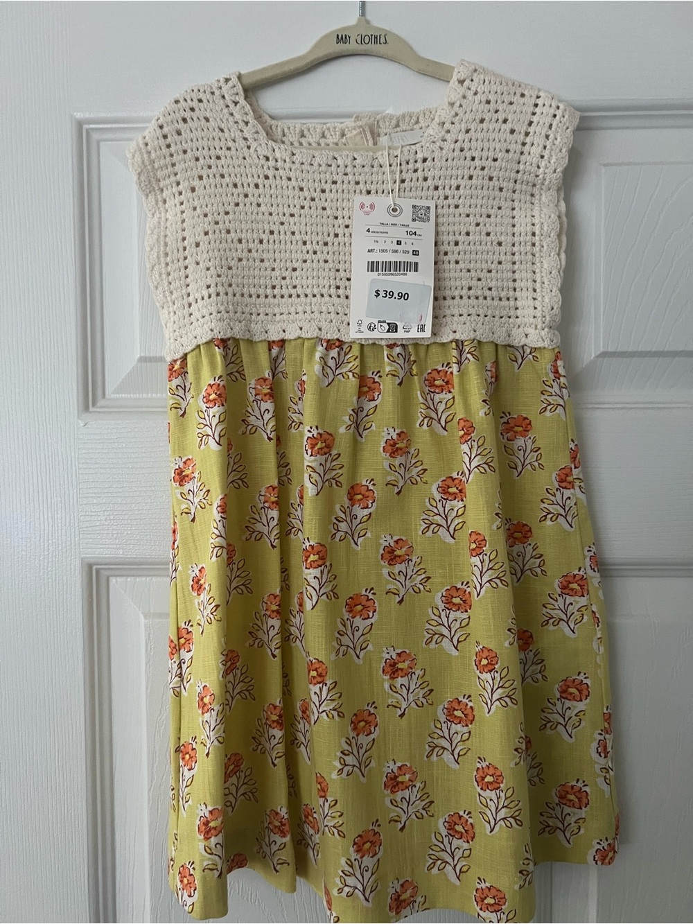 ZARA Kids NWT Crochet Floral Dress Size 4Y 104